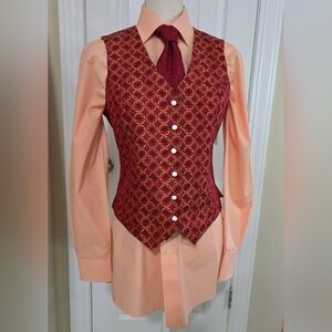 R.J. Classic Bergundy and Orange Show Vest Set